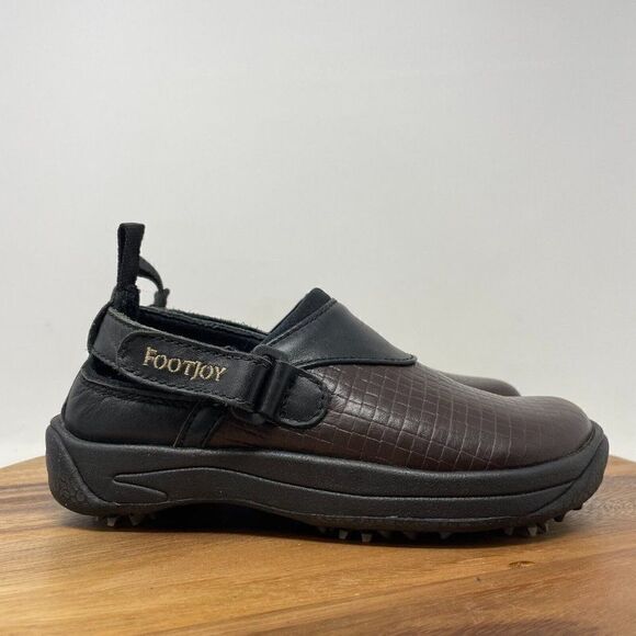 Footjoy Sandals 98667 Brown Black Leather Clogs Sandals Womens Size 6M Golf Shoe - Picture 1 of 8